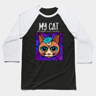 Cute Funny Cat With Flower In A Patch-style Baseball T-Shirt